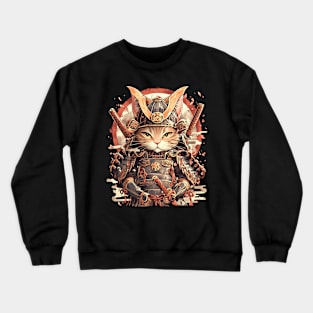 samurai cat Crewneck Sweatshirt